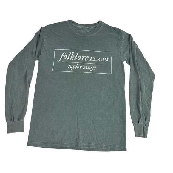Taylor Swift Folklore Small Official Long Sleeve Green T-Shirt - Picture 1 of 4